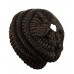 CC Ponytail Beanie Hat Soft Stretch Cable Knit High Bun Ponytail C.C Beanie   eb-21525842